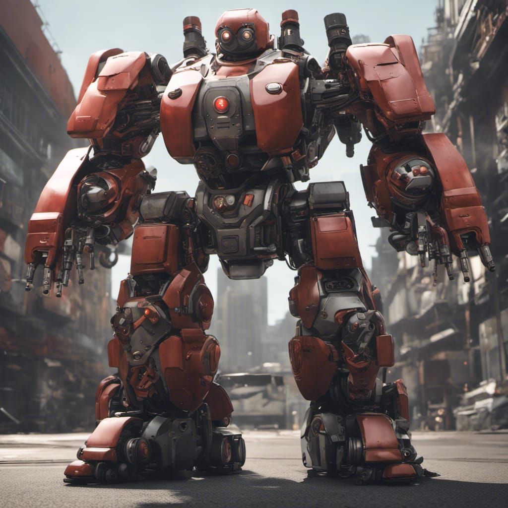 Jumbo Tank-Like Robot with Jetpack and Big Gun