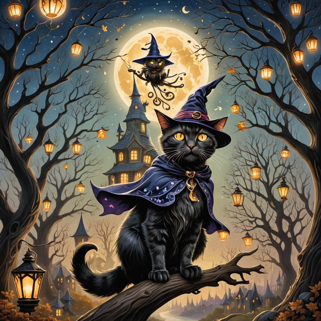 Create an ink oil airbrush image of an enchanting scene feat...