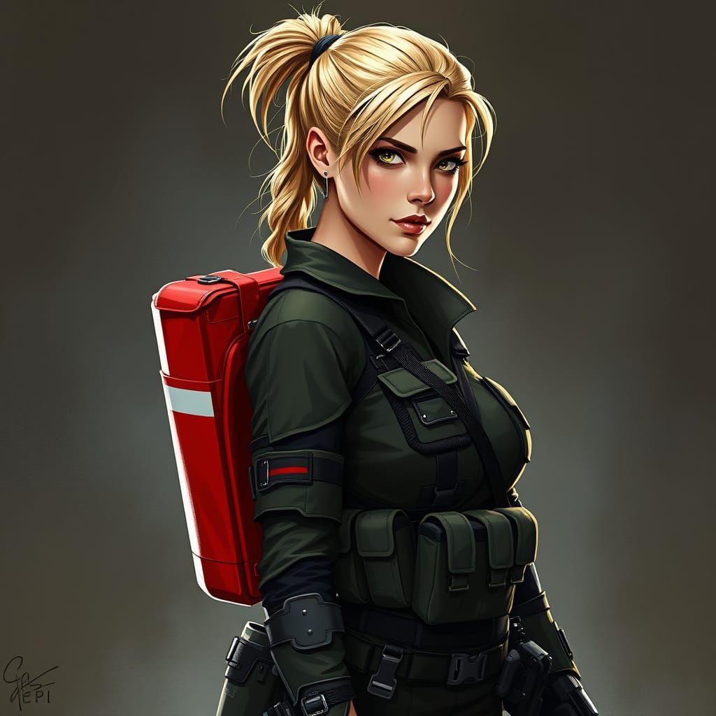 Female Combat Medic in Tactical Gear