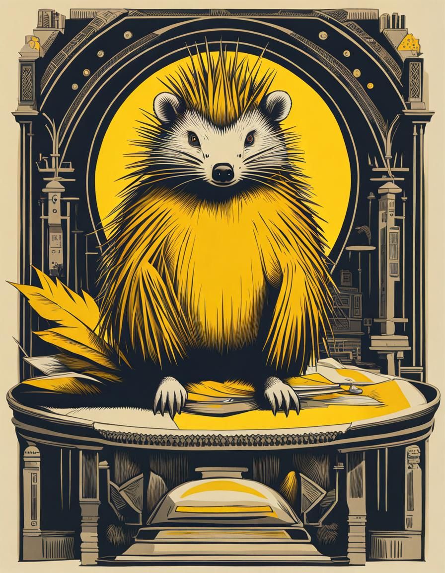 Anthropomorphic Porcupine in Yellow Tights