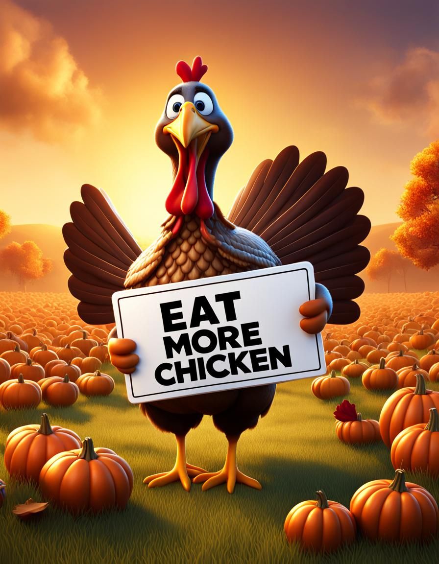 Cartoon Thanksgiving Turkey Promotes Chicken