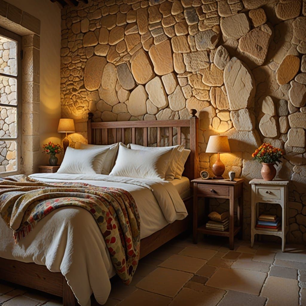 Fauvist Stone Room with Golden Light