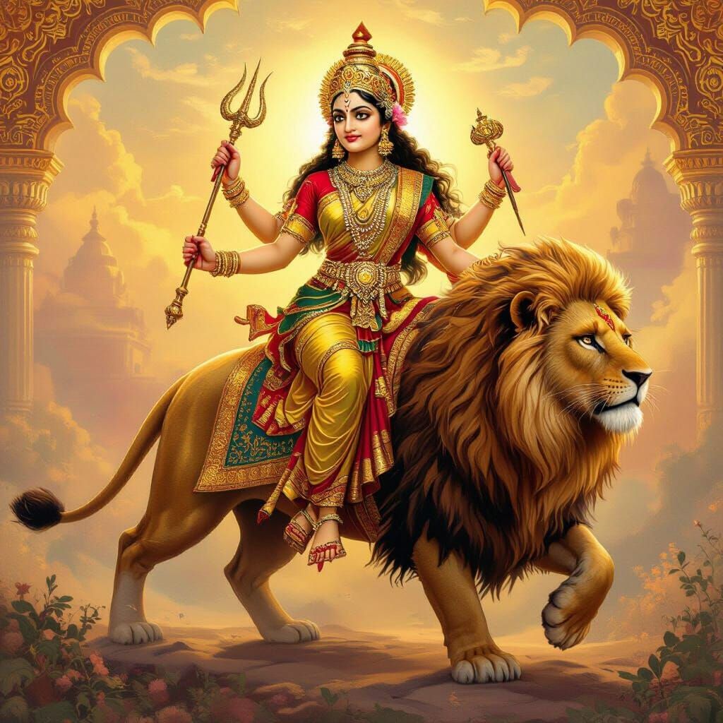 Debi Ma Durga in Golden Armor
