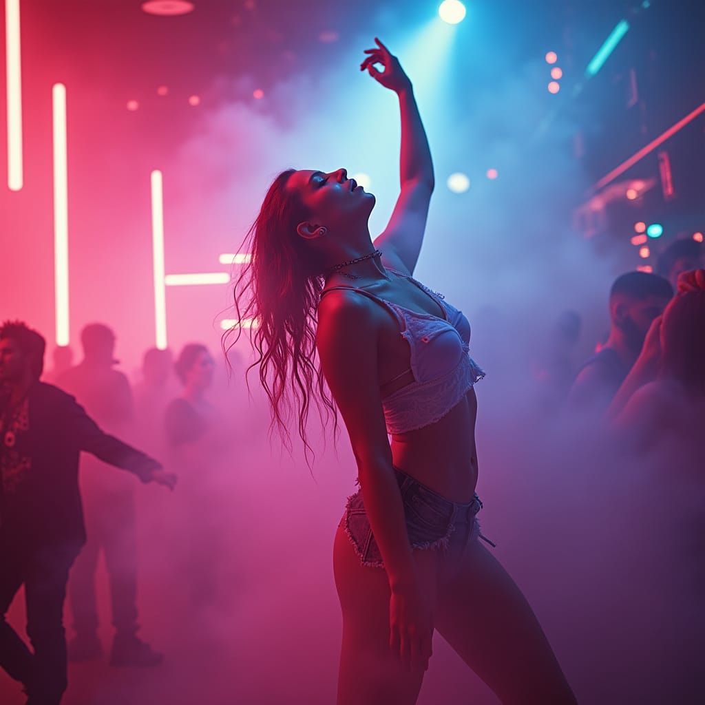 Futuristic Gay Dance Rave in Cyberpunk Aesthetic