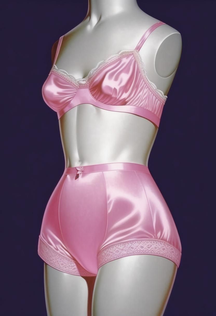 Pink Silk Lingerie in Classic Pin-Up Illustration