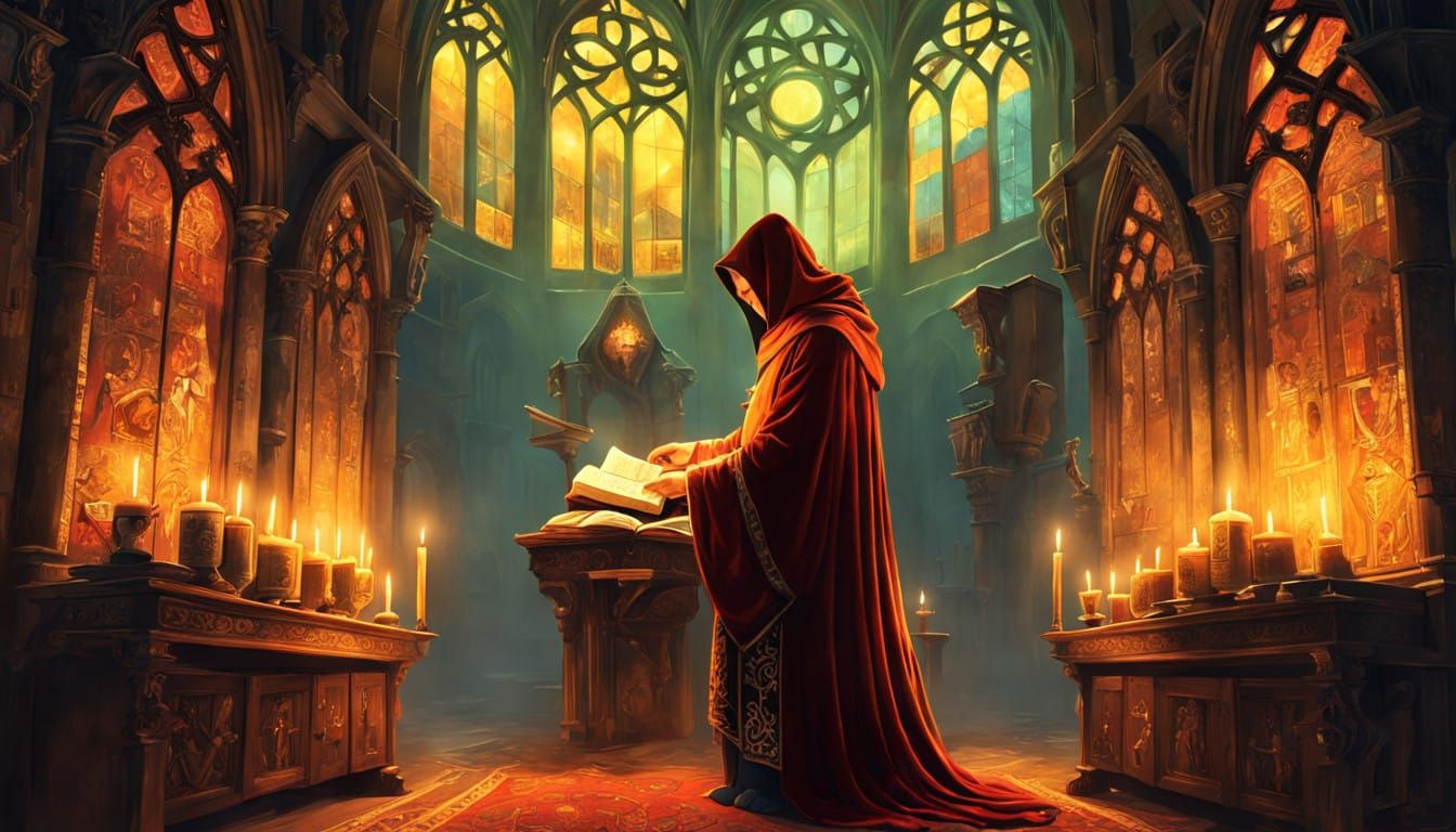 Medieval Monk Illuminates the Bible in Vibrant, Gothic Splen...