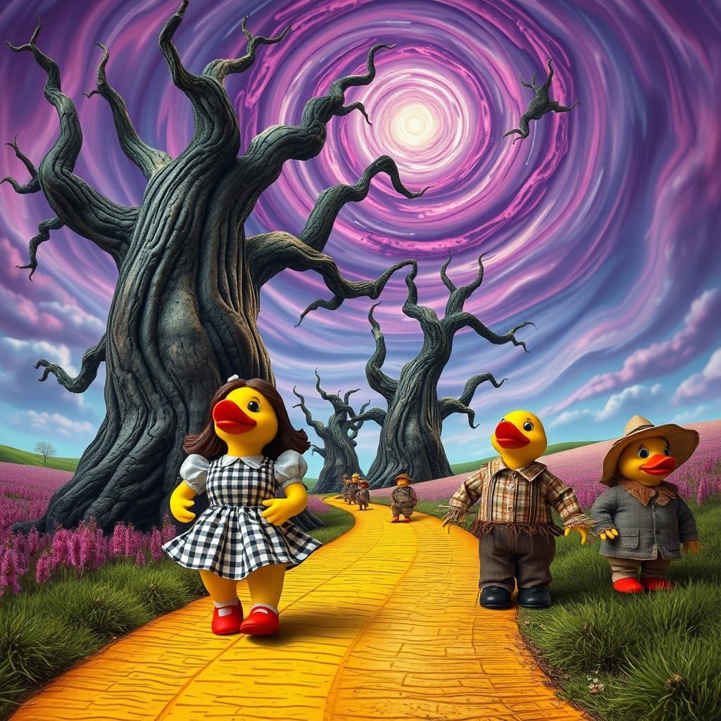 Surreal Rubber Duck Wonderland in Whimsical Wizard of Oz Sty...