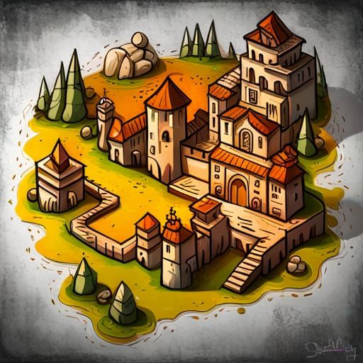Detailed Medieval Game Style Fantasy Map