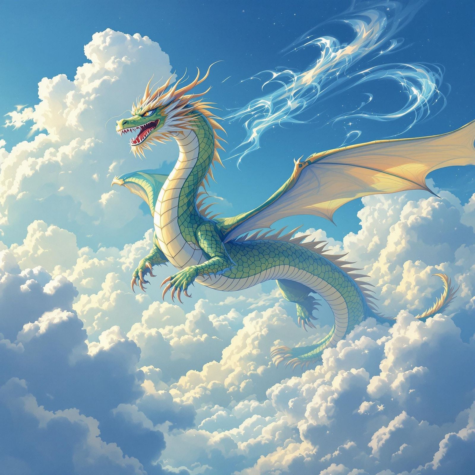 Majestic Dragon Soaring Through a Dreamy Sky
