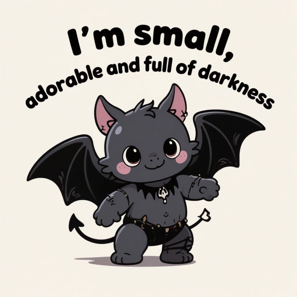 Emo Goth Cartoon Baby Bat Illustration