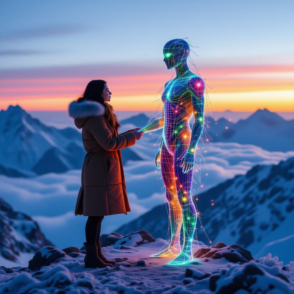 Dawn Encounter: Woman and Jewel-Like Filament Being