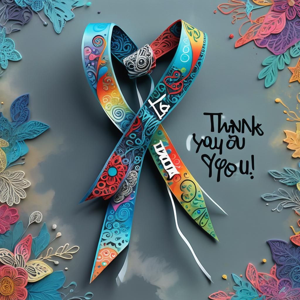 Pop Surrealist Ribbon with Zentangle Tie Dye Effect