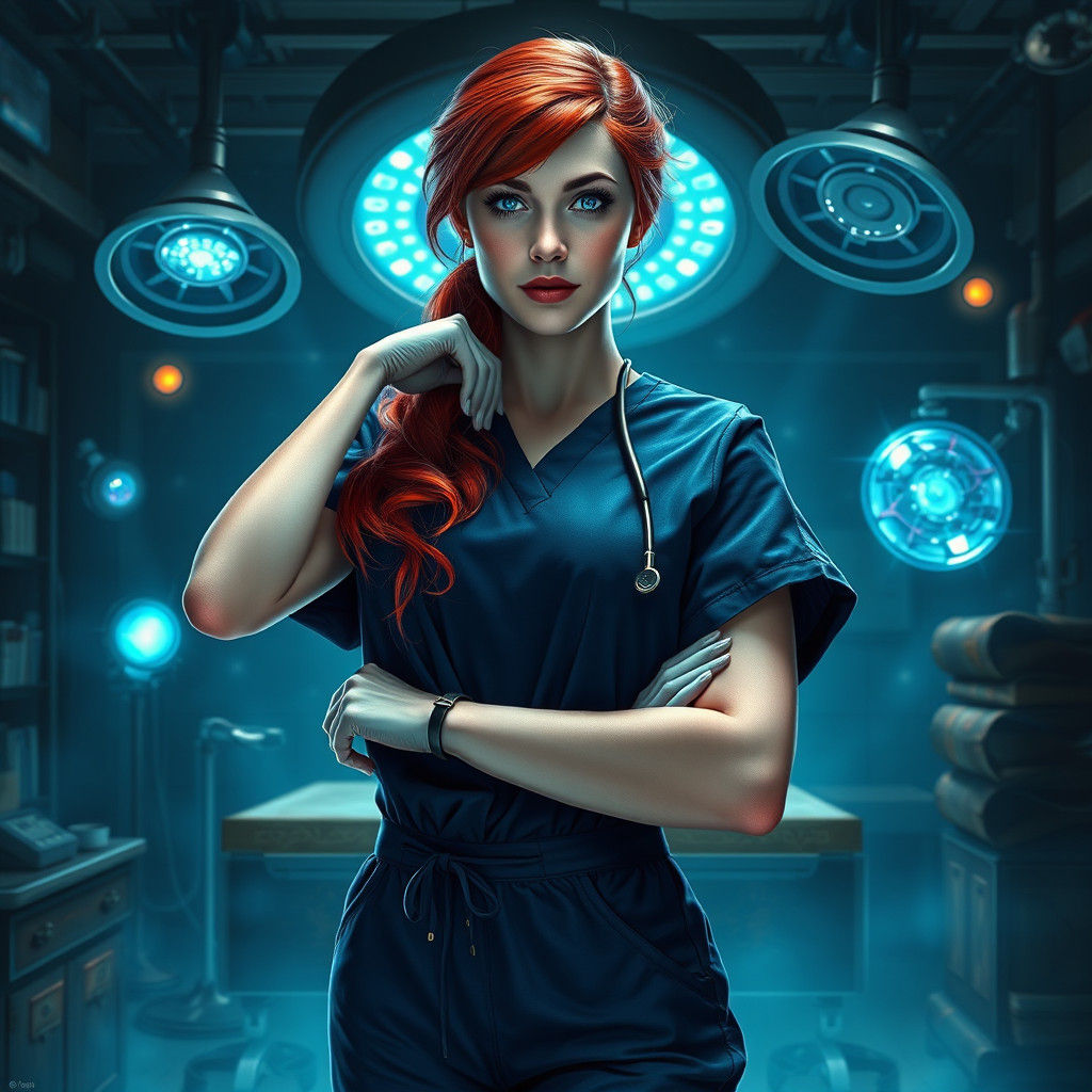 Heroic Surgeon in Fantastical Operating Room, Fantasy Concep...