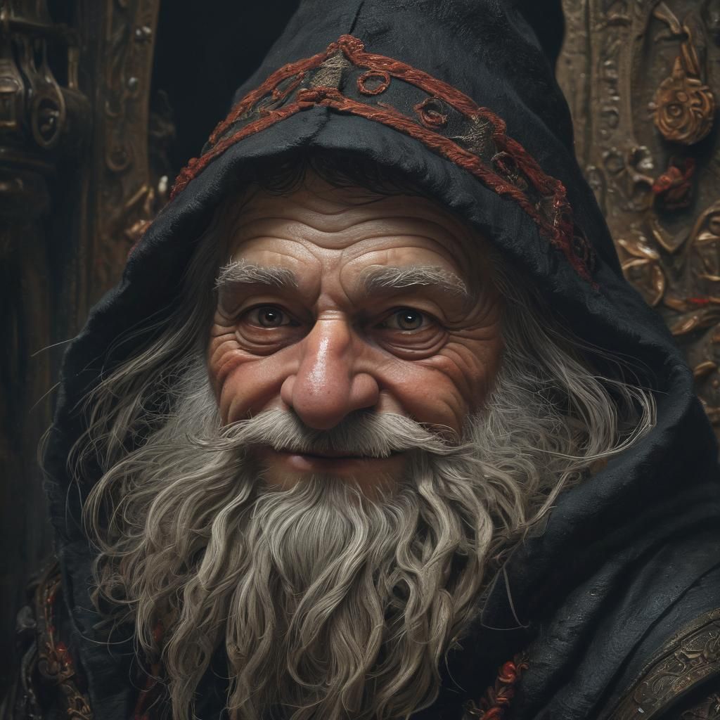 Gnome Cleric Portrait in Doré-Bosch Style