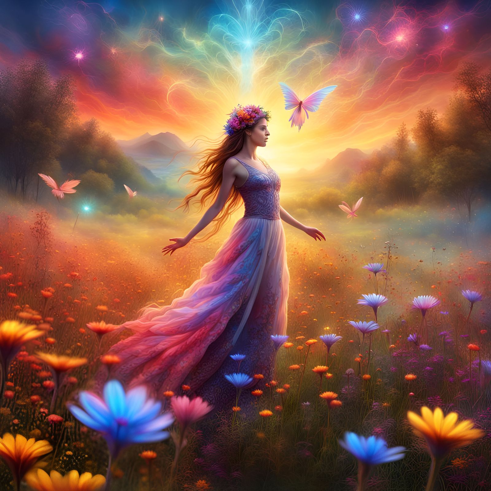 Enchanted Fairy Field with Magic Sparks