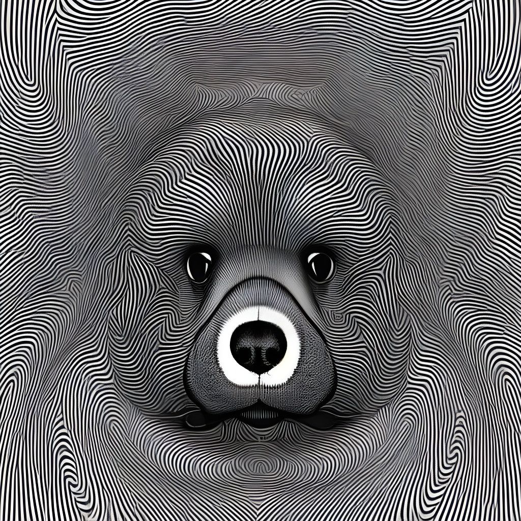 Melting Fractal Puppy Portrait in Inkflow Style