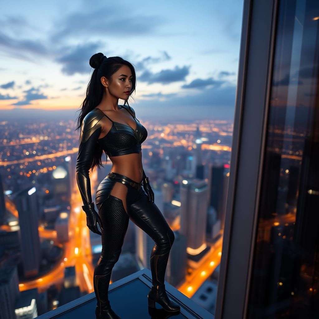 Filipina Superhero Over Metropolis, Cinematic Film Still