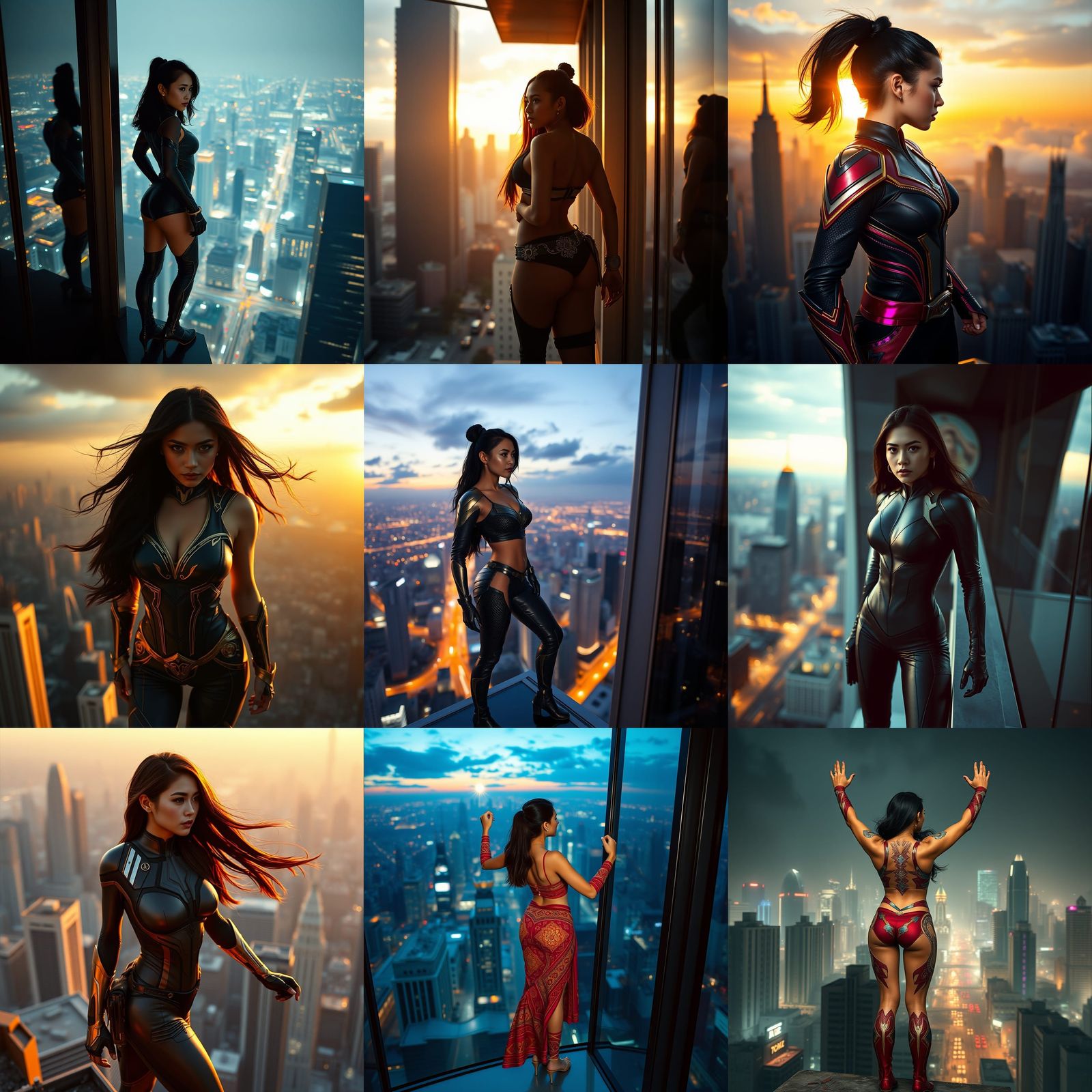 Filipina Superheroine Overlooking City, Cinematic Film Still
