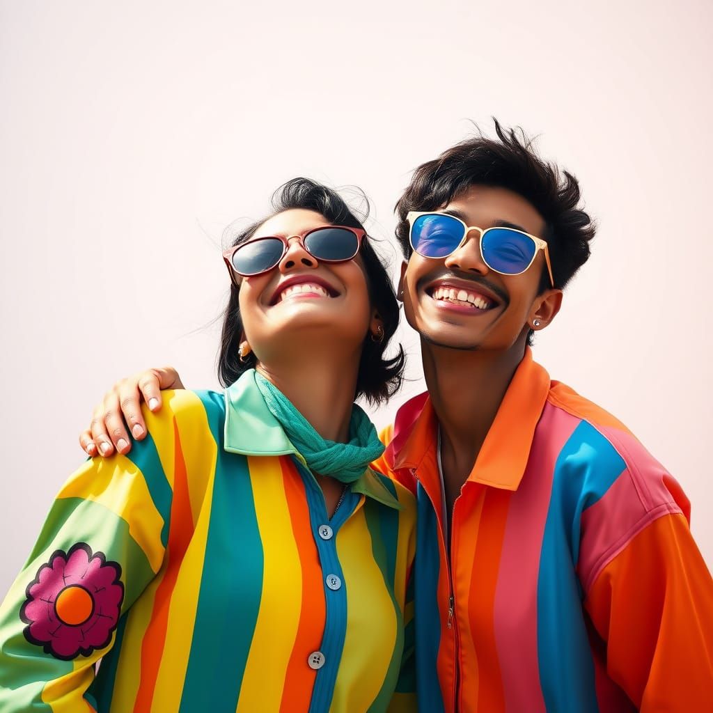 Joyful Portrait in Vibrant Pop Surrealist Style