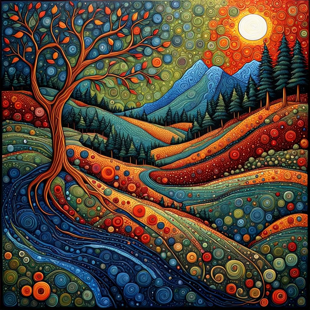 Abstract Art with Complementary Colors and Fine Details