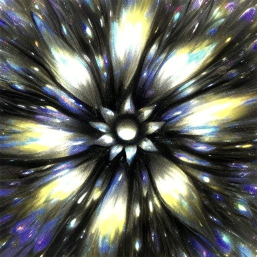 Surreal Chrome Flowers Bloom on Dark Background in a Futuris...