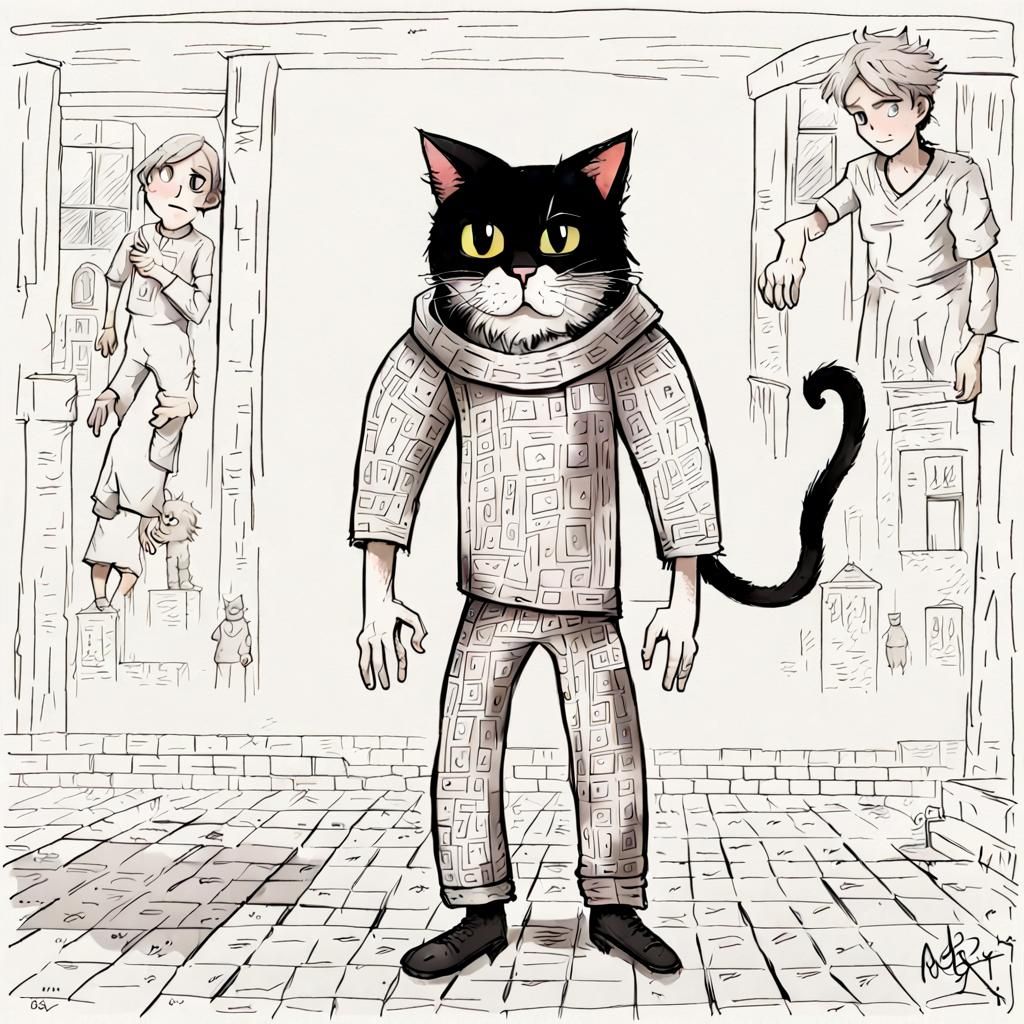 Astronaut and Cat Visit Egypt: Cartoon Style