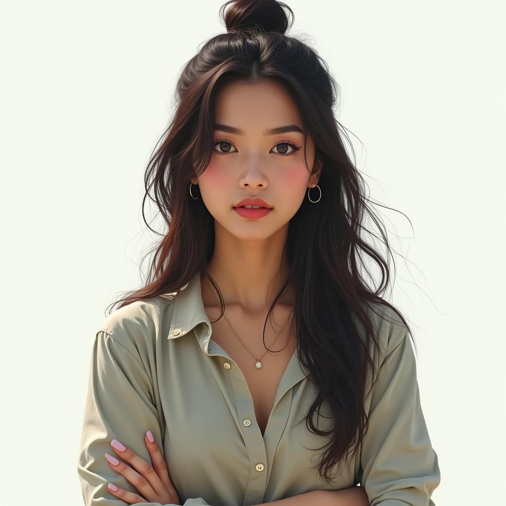 Vibrant Nepalese Woman Portrait in Surreal Style