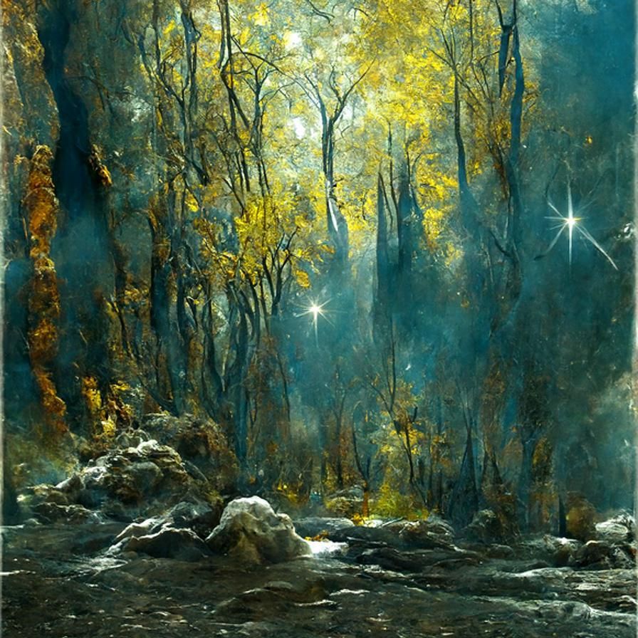 Radiant Starlight Forest Fantasy Concept Art