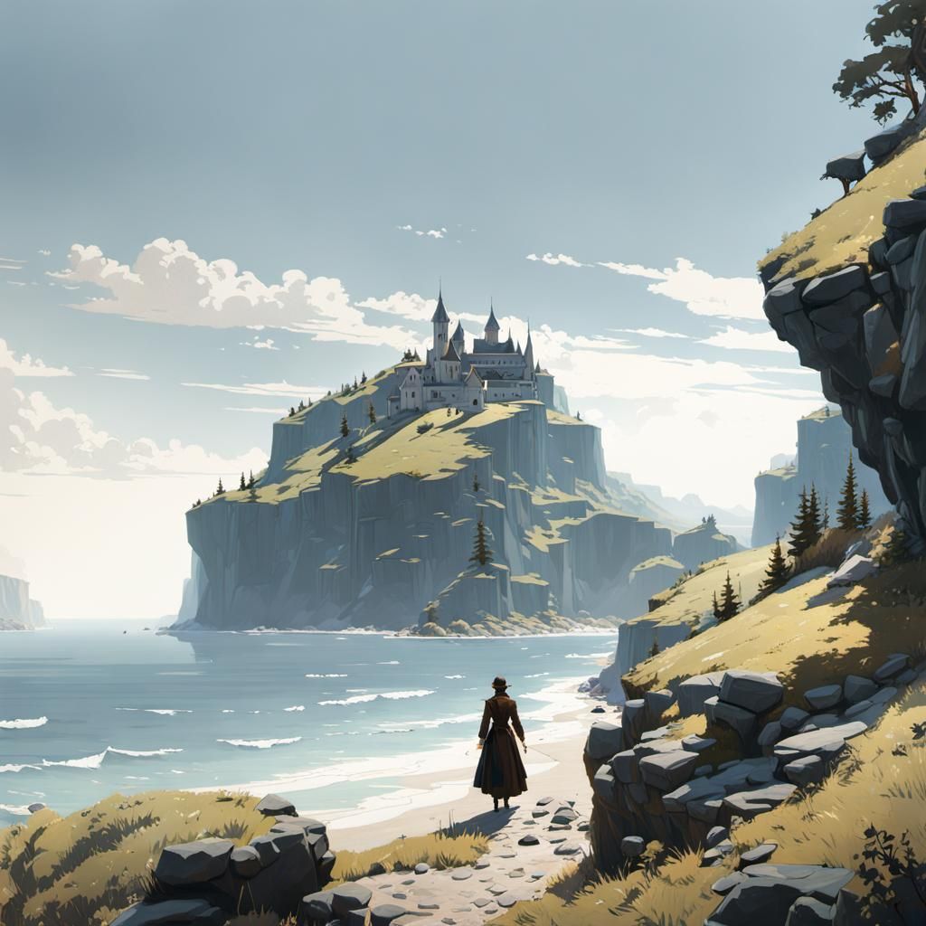 Dramatic Landscape Painting in Detailed CGI Style