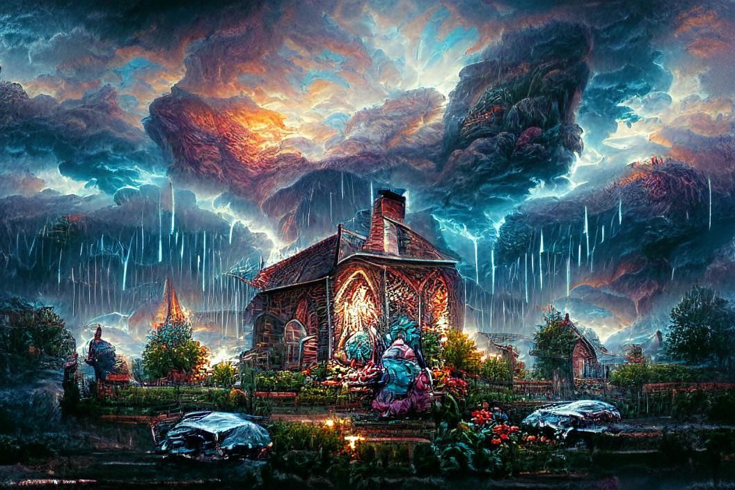 Altar in Thunderstorm: Digital Concept Art