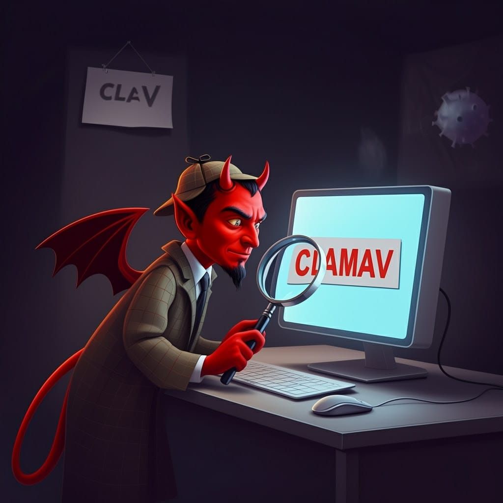 Cyberpunk Detective Searches for Malware on a Clamav Compute...