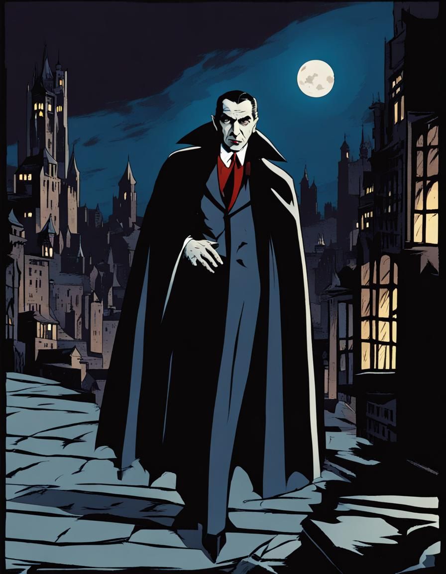 Bela Lugosi as Dracula in Dark Comic Style