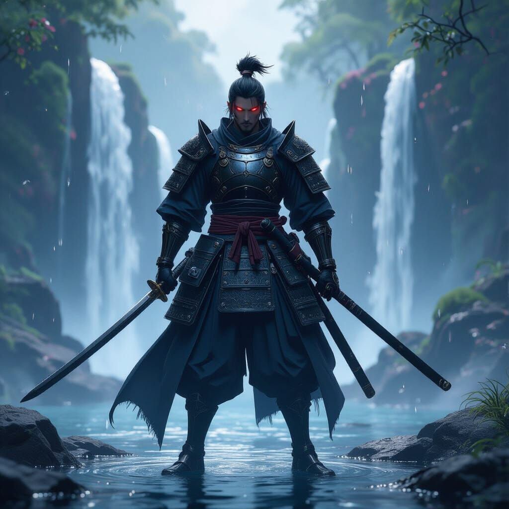 Stoic Samurai Warrior in 3D Anime Style