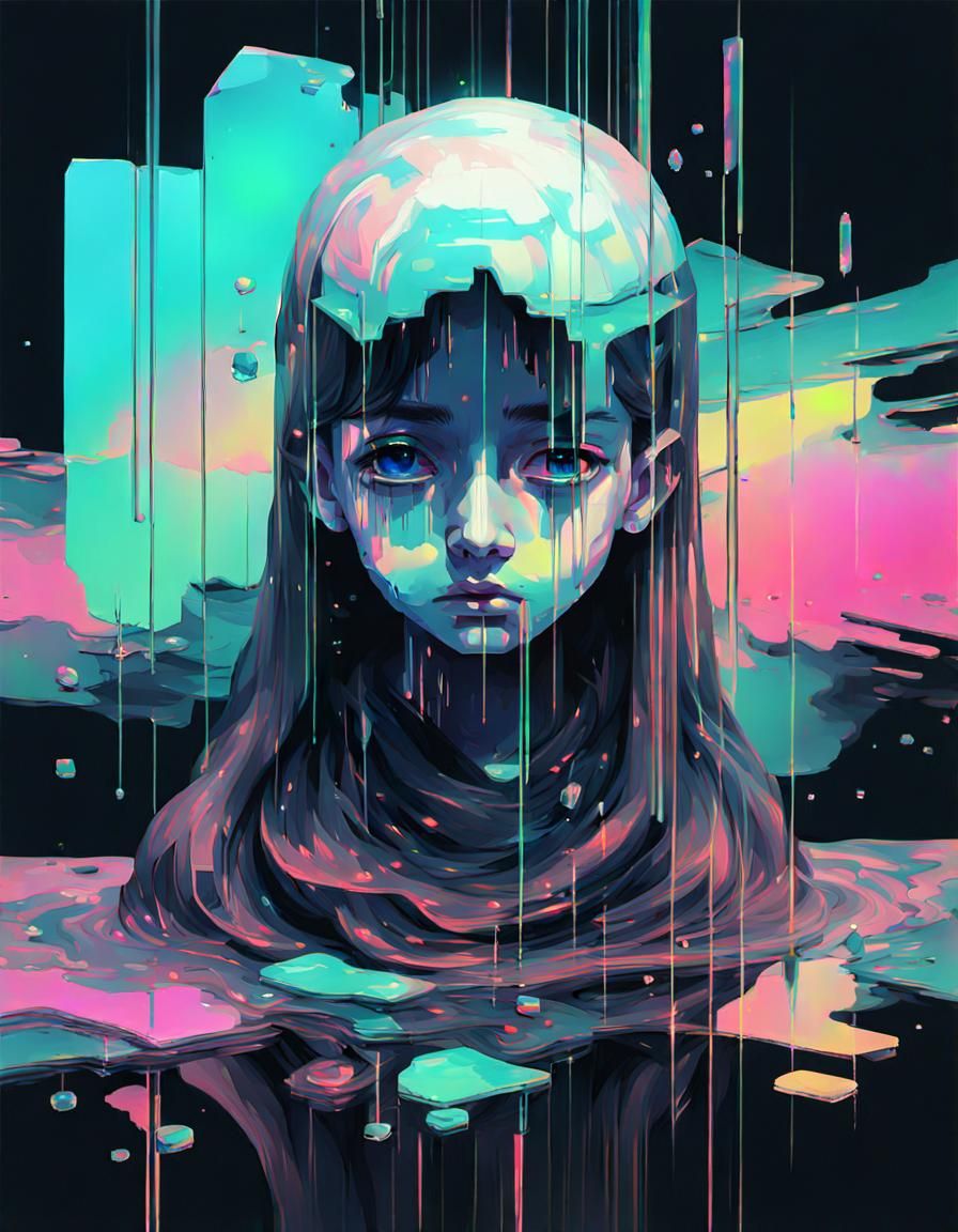 Abstract Glitch Art with Corrupted Data Aesthetic