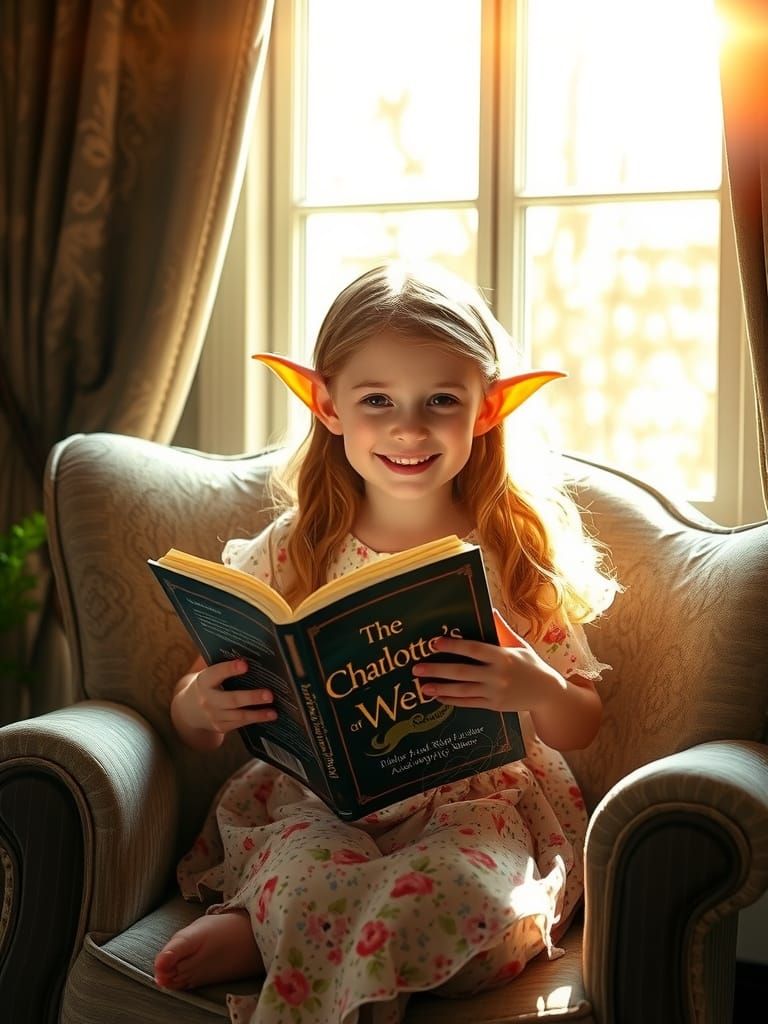 Elven girl reading her favourite book