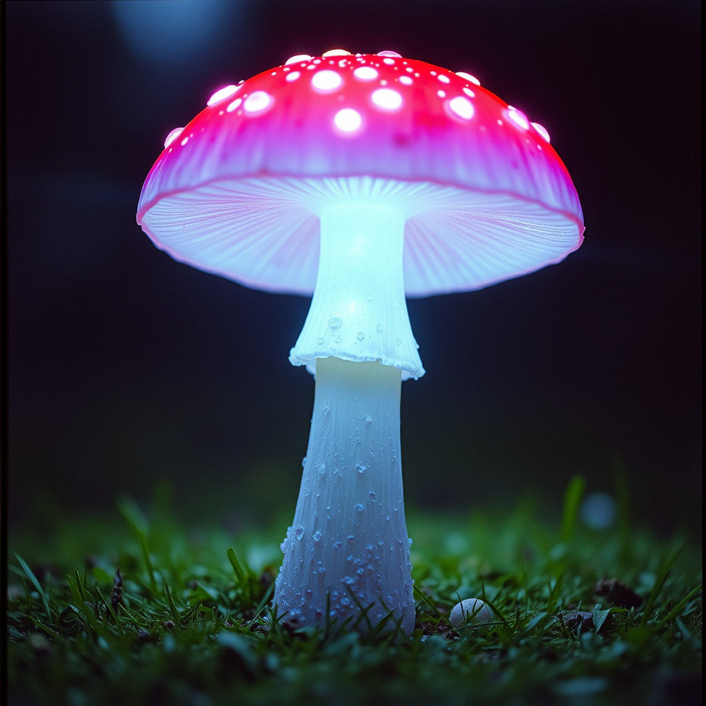 Radioactive Glowing Mushroom in Cinematic Style