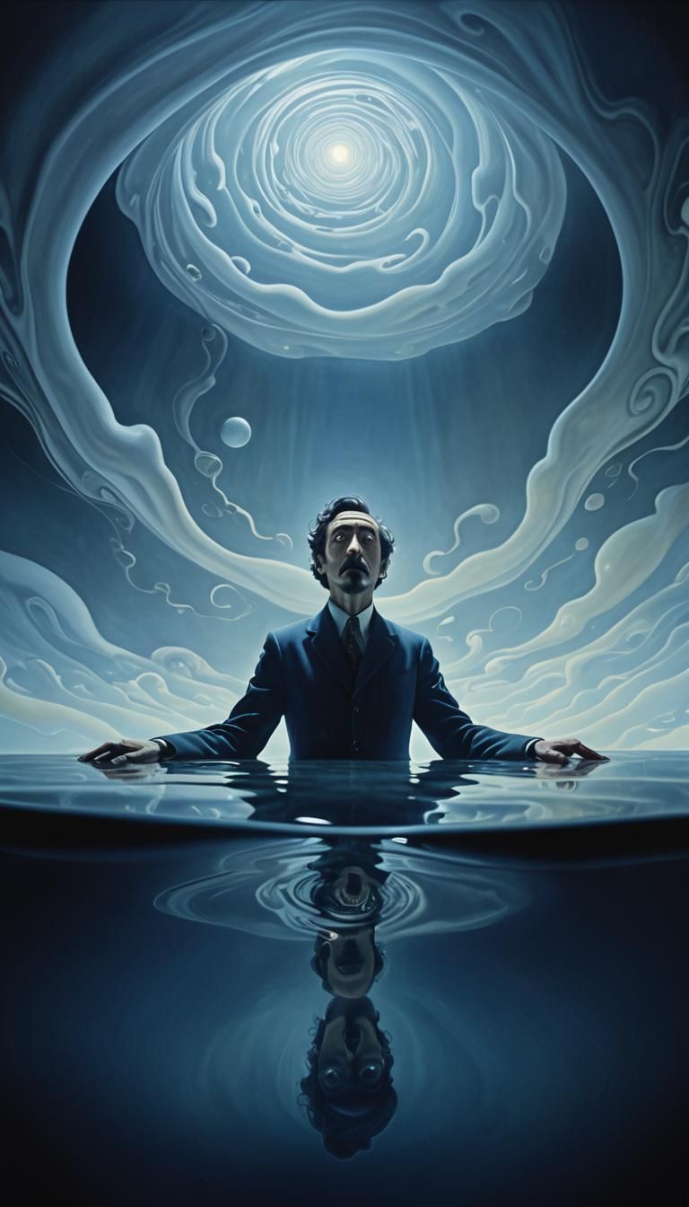 Surreal Person Floating in Dreamlike Room