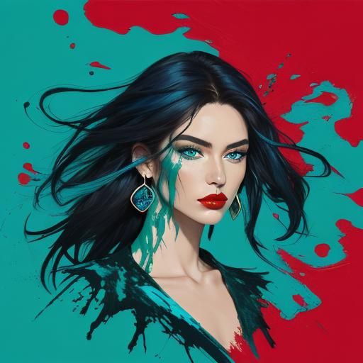 Abstract Portrait of Woman with Bold Color Palette