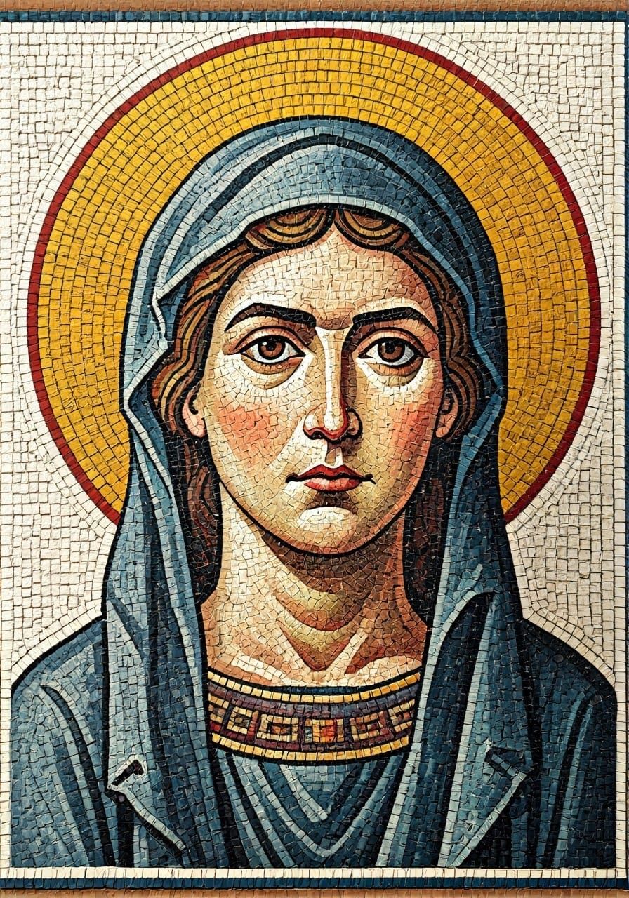Byzantine Mosaic of Anna Komnene in Cubist Style