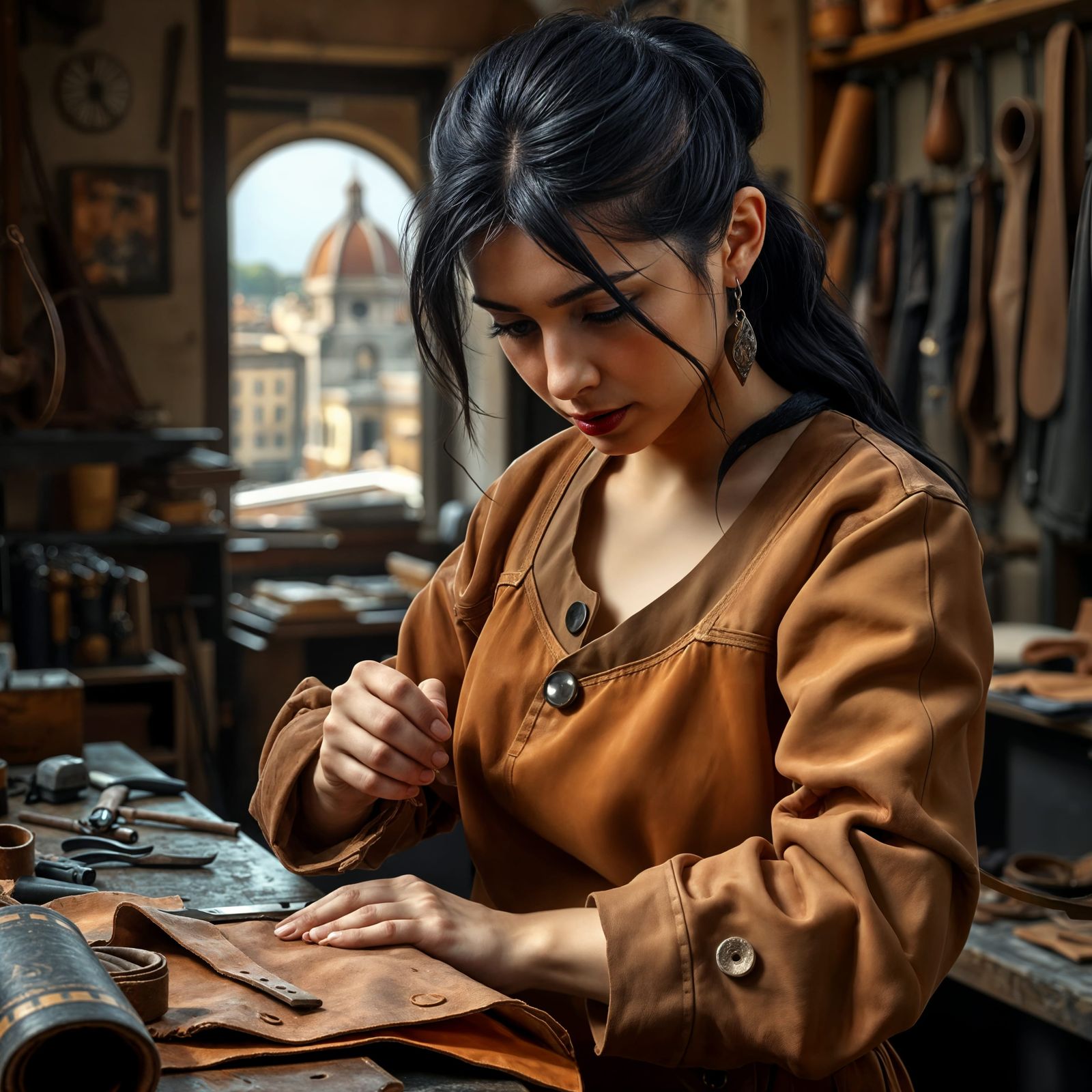 Florentine Leather Artisan in Traditional Craft