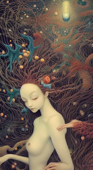 Mystical Ghost in Surreal Starry Night Fairytale