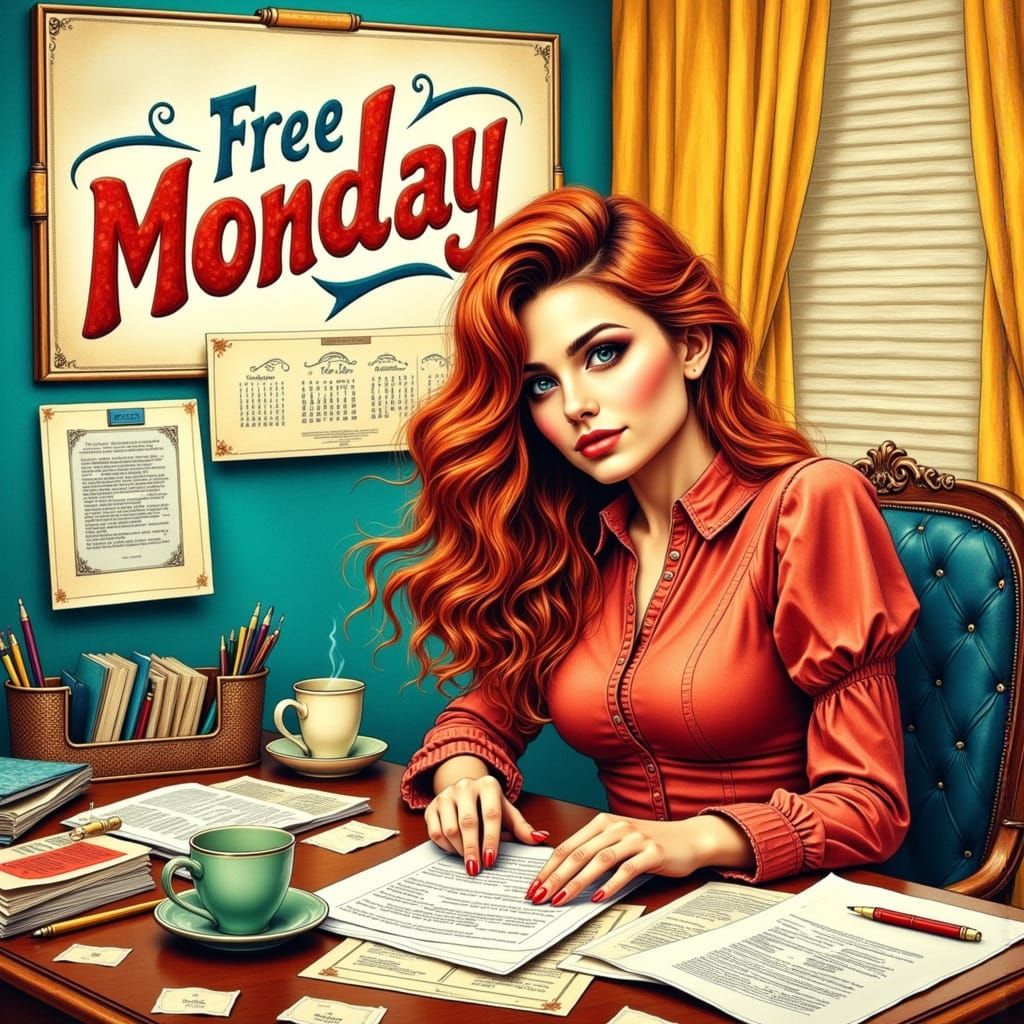 Vibrant Monday Scene in Bold, Eclectic Style