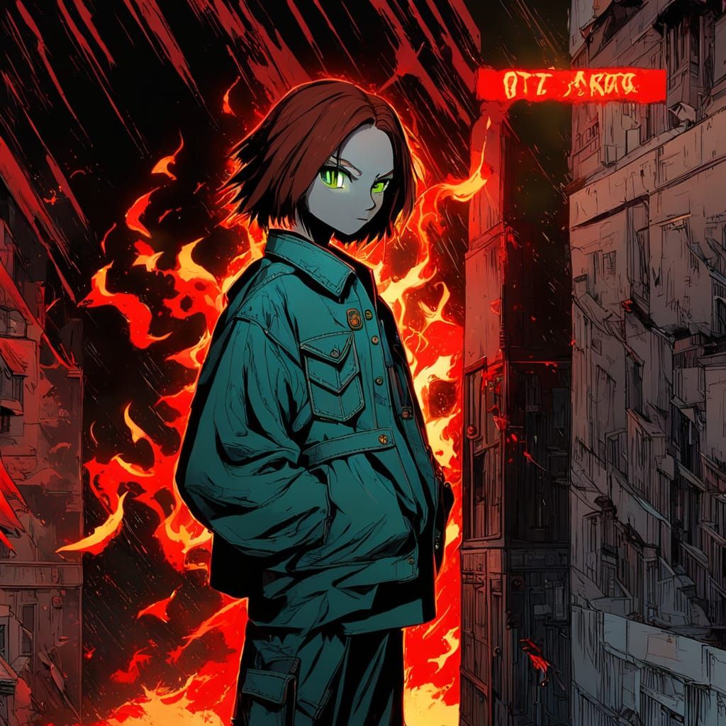 Intense Dark Fantasy Warrior Girl in Anime-Inspired Arena