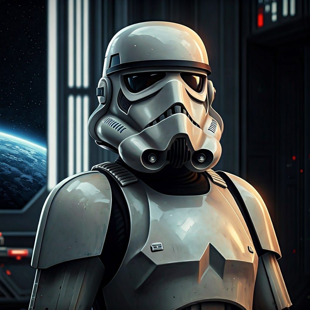 Stormtrooper Commando Portrait in Spaceport, UHD