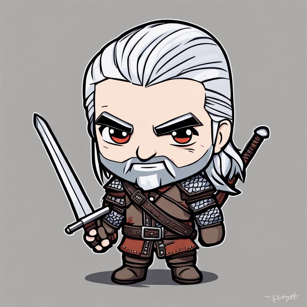 Geralt of Rivia Chibi Style Drawing