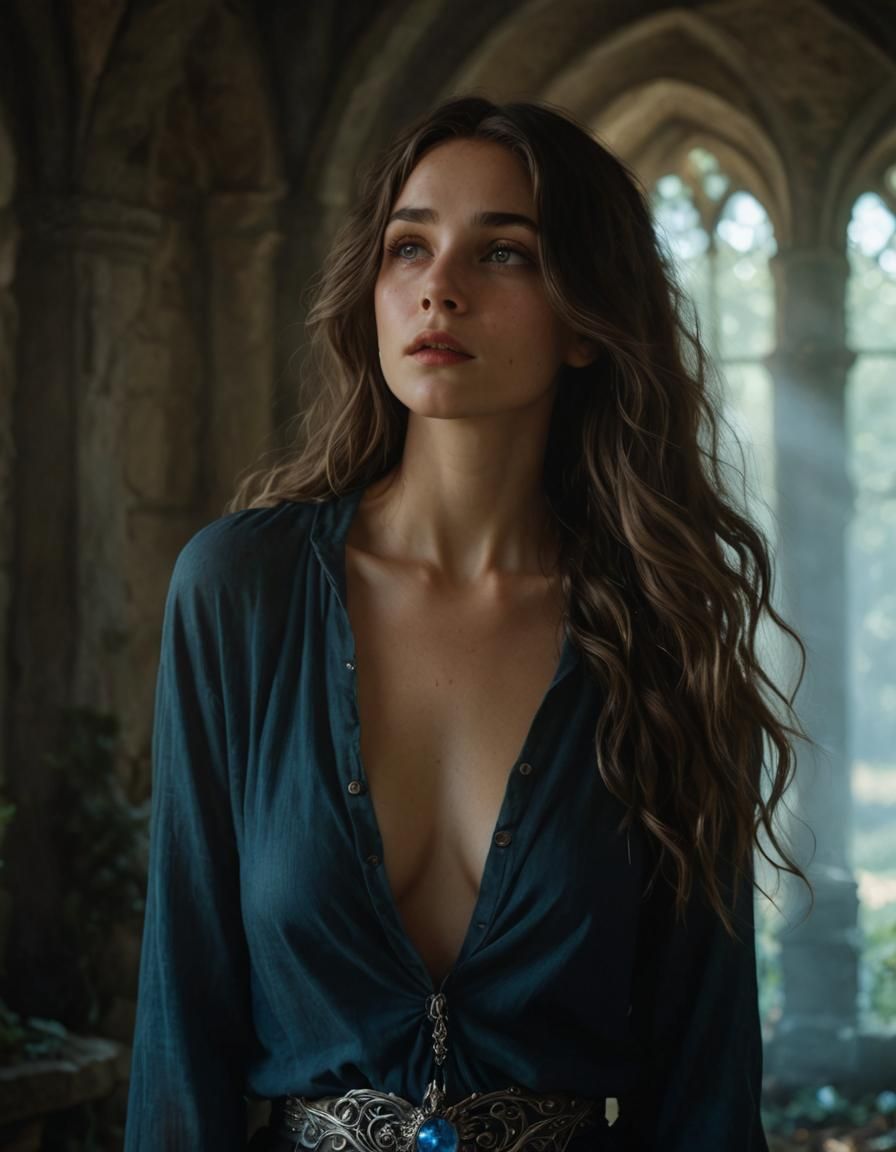 Mysterious Lady in Faerie Castle Portrait