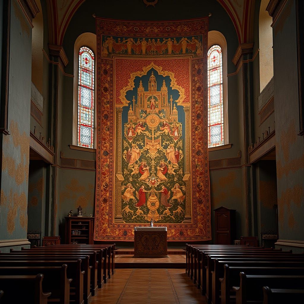 Luxurious Orthodox Church Tapestry in Grand Ecclesiastical S...