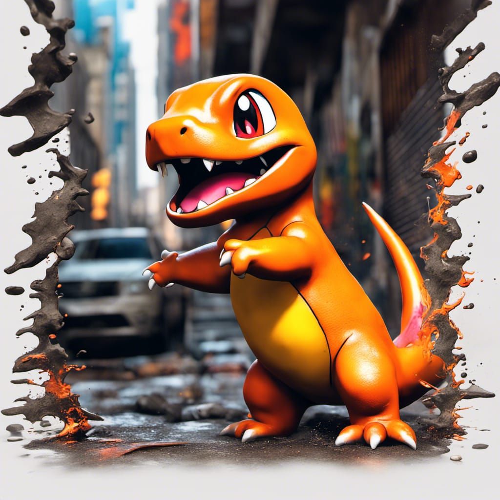 Furious Charmander Graffiti Art in Unreal Engine 5