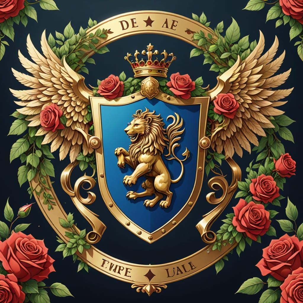 Regal Coat of Arms Shield in Vibrant Anime Style