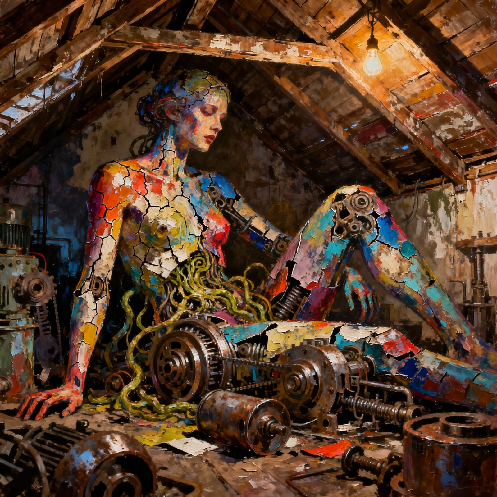 Cracked Bodyscape in Attic: Abstract Expressionism & Industr...